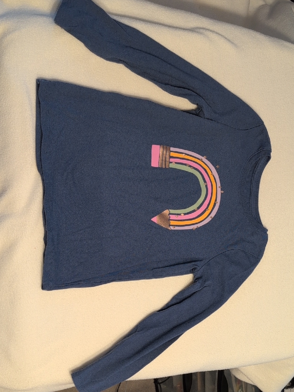 jumping beans Navy Long-Sleeve Tee with Rainbow Pencil Graphic
